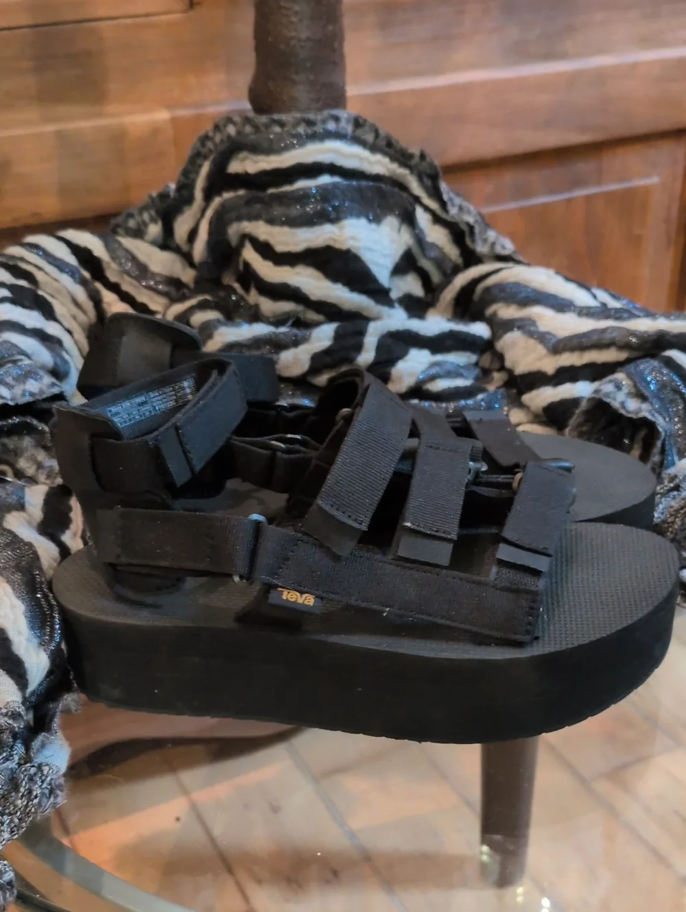 Teva Strappy Wedge Sandals Black
